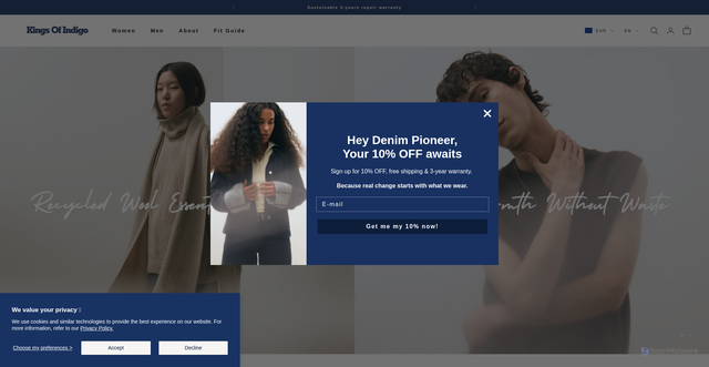 Security scan screenshot of https://kingsofindigo.com/?srsltid=AfmBOoqBEqPArGKnd5kSXFxYQ3dbB0KcRNbOgEox3l7ZiwRsHVSMDTEb