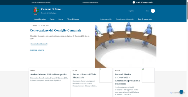 Security scan screenshot of https://www.comune.burcei.su.it/