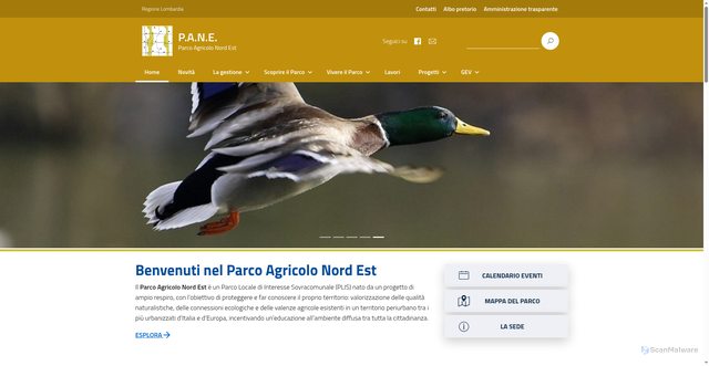 Security scan screenshot of https://www.parcoagricolonordest.it/