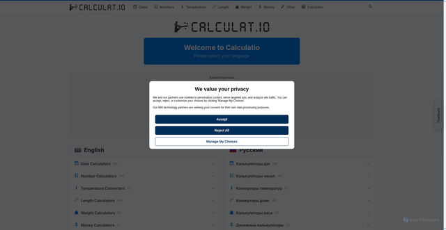 Security scan screenshot of https://calculat.io