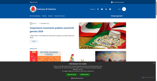 Security scan screenshot of https://www.comune.colonna.roma.it/it