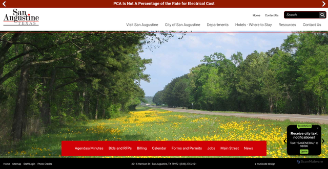 Security scan screenshot of https://cityofsanaugustinetx.gov/
