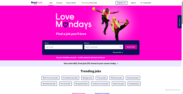 Security scan screenshot of https://secure.reed.co.uk