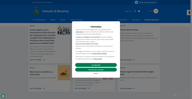 Security scan screenshot of https://www.comune.bonorva.ss.it/