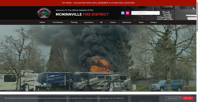 Security scan screenshot of https://mcminnvillefiredistrict.gov/