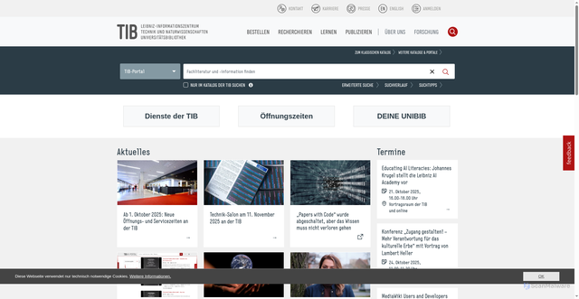 Security scan screenshot of https://www.tib.eu/de/