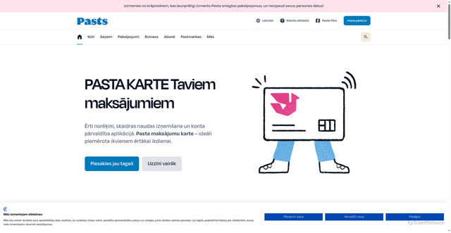 Security scan screenshot of https://pasts.lv