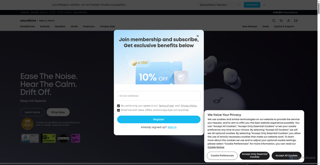 Security scan screenshot of https://www.soundcore.com
