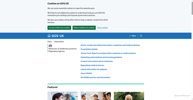 Security scan screenshot of https://www.gov.uk/government/organisations/medicines-and-healthcare-products-regulatory-agency