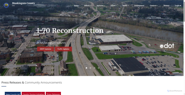 Security scan screenshot of https://www.muskingumcountyoh.gov/