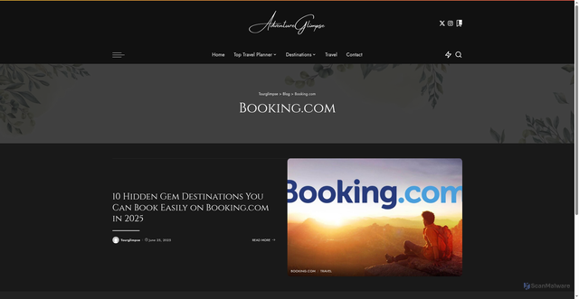 Security scan screenshot of https://tourglimpse.com/category/booking-com/