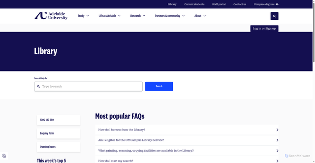 Security scan screenshot of https://ask.library.unisa.edu.au