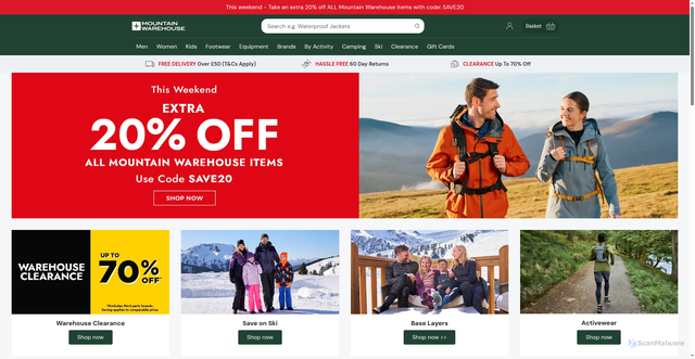 Security scan screenshot of https://mountainwarehouse.com