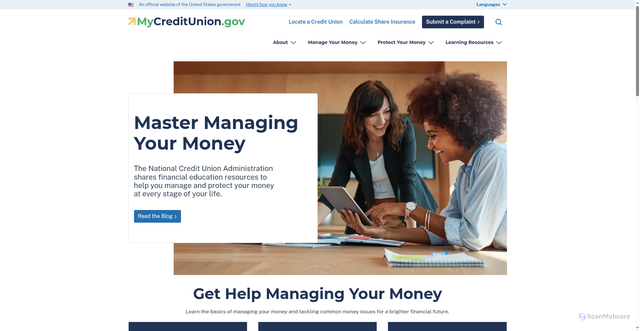 Security scan screenshot of https://mycreditunion.gov/