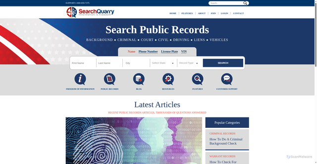 Security scan screenshot of https://searchquarry.com