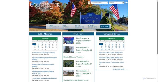 Security scan screenshot of https://colchesterct.gov/