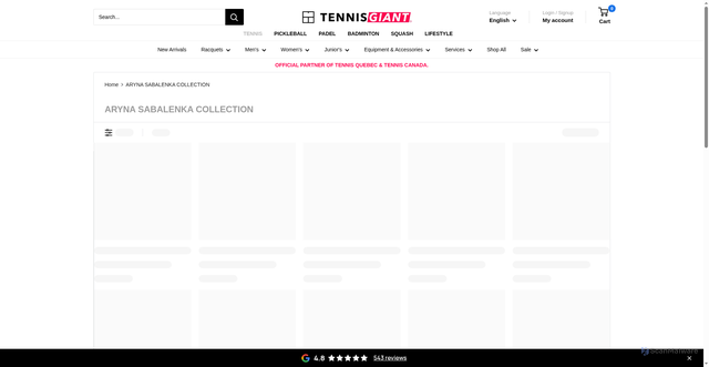 Security scan screenshot of https://tennisgiant.com/collections/aryna-sabalenka-collection?srsltid=AfmBOoqYIZU851nOOlGnEM1t5vWyGN4TIteG2cLYWdhTg23HhqH0qgT8