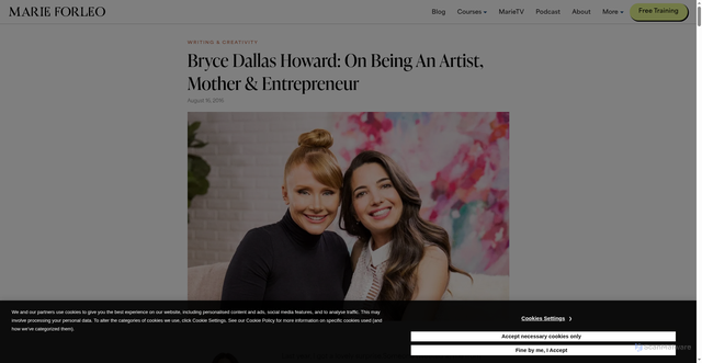 Security scan screenshot of https://www.marieforleo.com/blog/bryce-dallas-howard