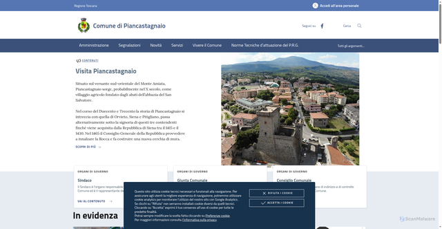 Security scan screenshot of https://www.comune.piancastagnaio.si.it