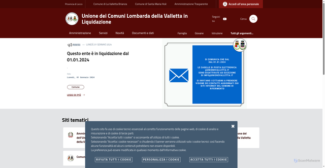 Security scan screenshot of https://www.unionevalletta.it/