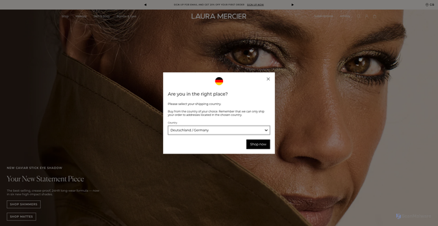 Security scan screenshot of https://www.lauramercier.co.uk