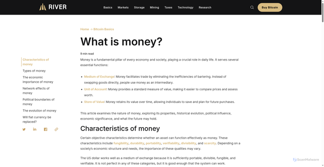 Security scan screenshot of https://river.com/learn/what-is-money/