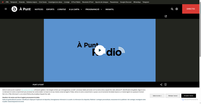 Security scan screenshot of https://www.apuntmedia.es/directe/directe-radio_136_1392525.html