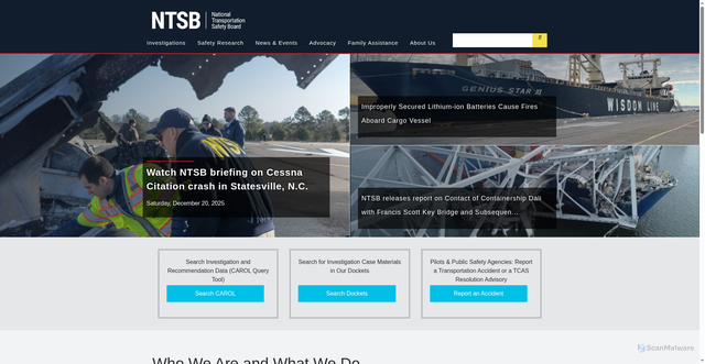 Security scan screenshot of https://www.ntsb.gov/Pages/home.aspx