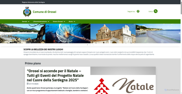 Security scan screenshot of https://www.comune.orosei.nu.it/