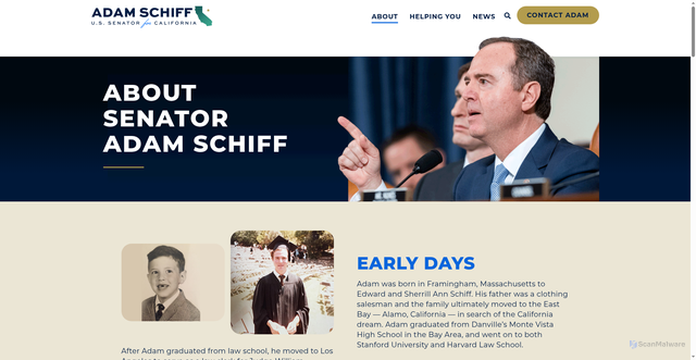 Security scan screenshot of https://www.schiff.senate.gov/about/