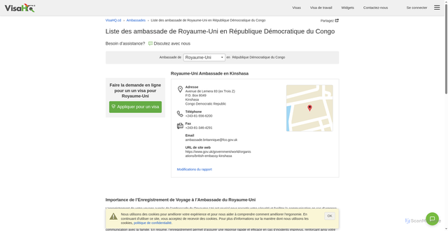Security scan screenshot of https://www.visahq.cd/united-kingdom/embassy/congo-democratic-republic/