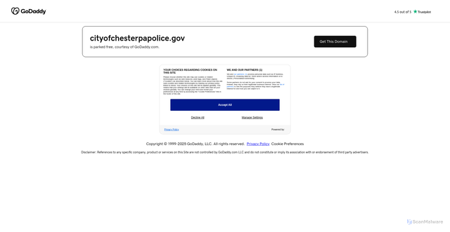 Security scan screenshot of https://cityofchesterpapolice.gov/