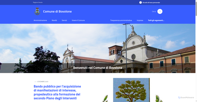 Security scan screenshot of https://www.comune.bovolone.vr.it/
