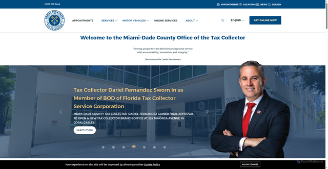 Security scan screenshot of https://mdctaxcollector.gov/