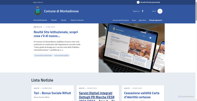 Security scan screenshot of https://comune.montedinove.ap.it