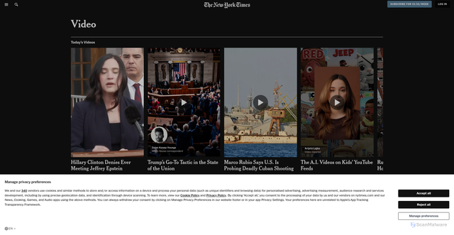 Security scan screenshot of https://video.nyt.com