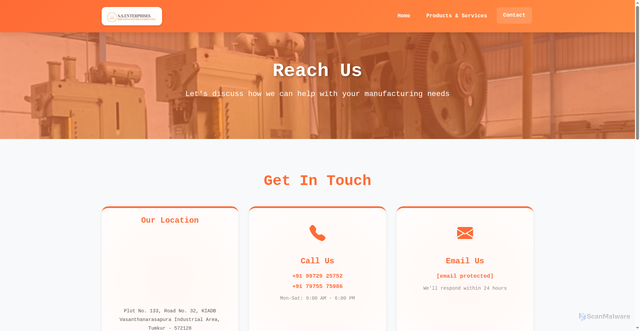 Security scan screenshot of https://ssenterprisestech5.in/contact.html