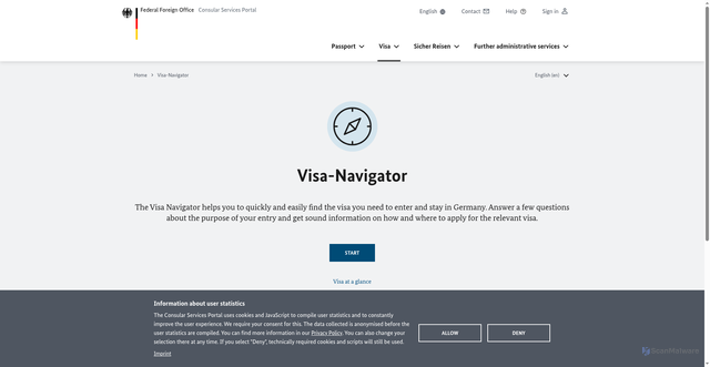 Security scan screenshot of https://digital.diplo.de/navigator/en/visa