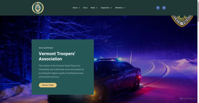 Security scan screenshot of https://www.vermonttroopers.com/