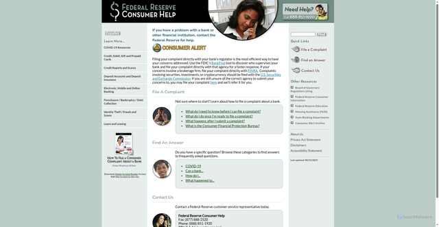 Security scan screenshot of https://www.federalreserveconsumerhelp.gov/
