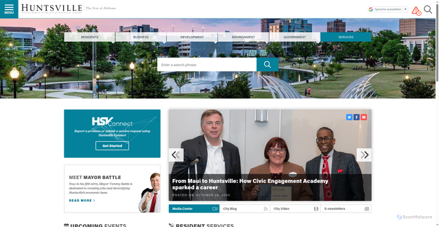 Security scan screenshot of https://www.huntsvilleal.gov/