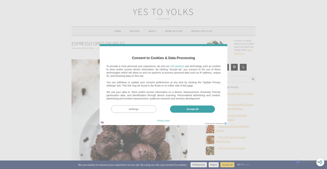 Security scan screenshot of https://yestoyolks.com/2021/10/26/espresso-oreo-truffles/
