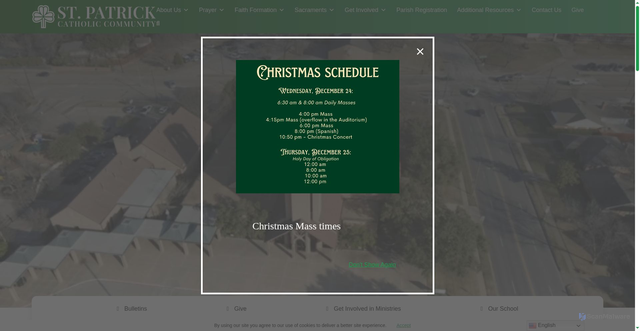 Security scan screenshot of https://stpatrickdallas.org/