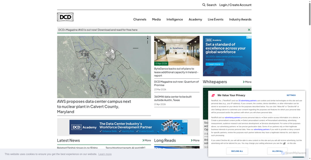 Security scan screenshot of https://datacenterdynamics.com