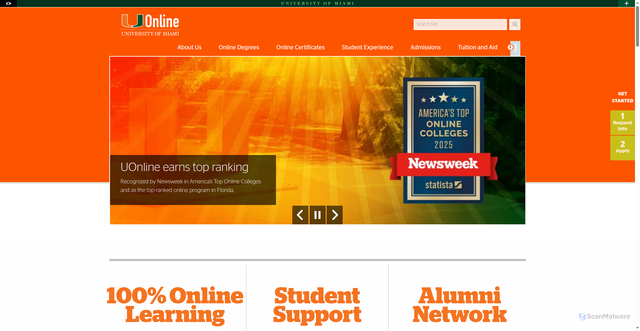 Security scan screenshot of https://online.miami.edu