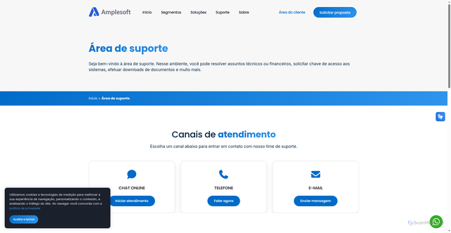 Security scan screenshot of https://amplesoftcombr.pages.dev/suporte/