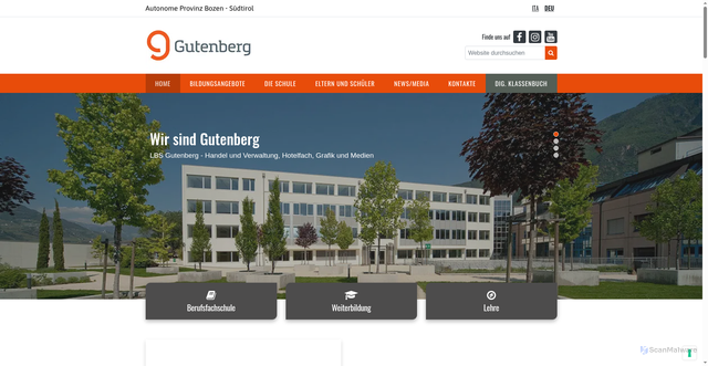 Security scan screenshot of https://www.gutenberg.berufsschule.it