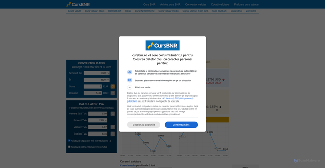 Security scan screenshot of https://www.cursbnr.ro