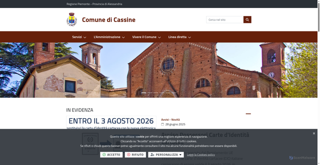 Security scan screenshot of https://www.comune.cassine.al.it