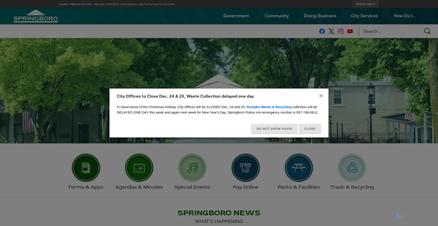 Security scan screenshot of https://www.cityofspringboro.com/